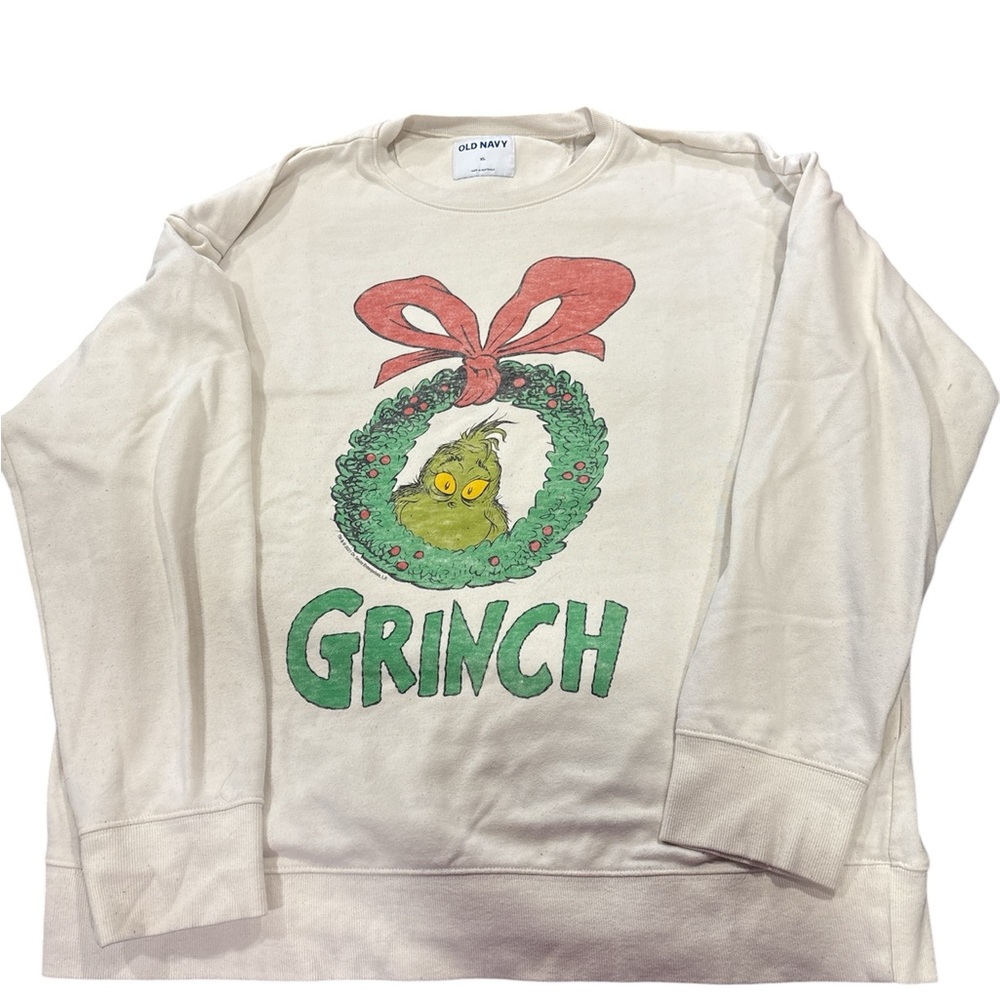 Old Navy Women's Grinch Graphic Sweatshirt - Cream